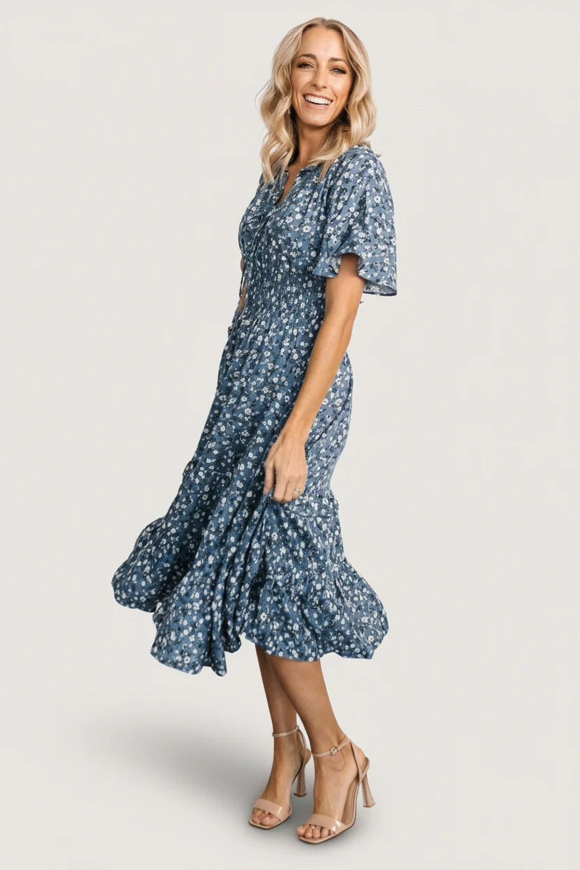 Spell Boho Midi Dress | Blue Floral