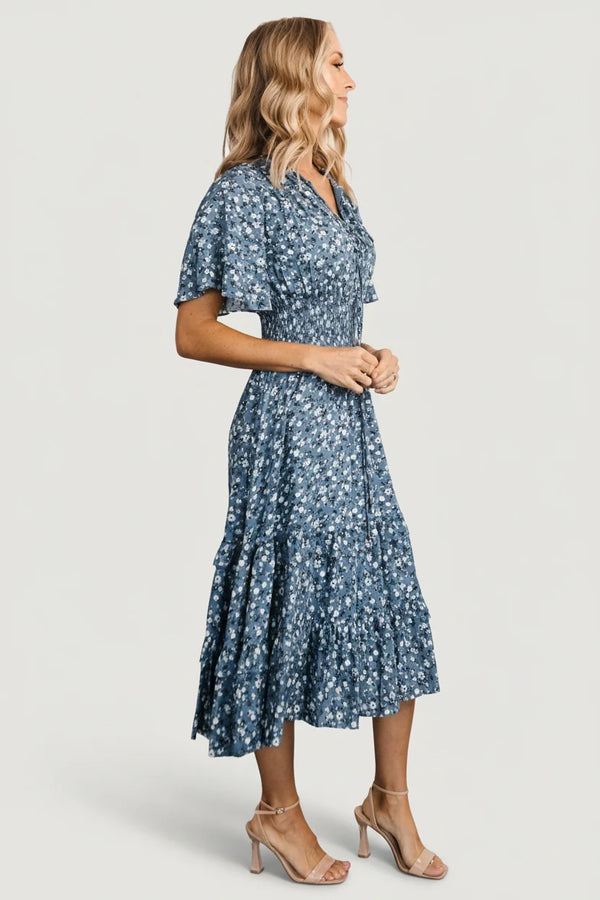 Spell Boho Midi Dress | Blue Floral