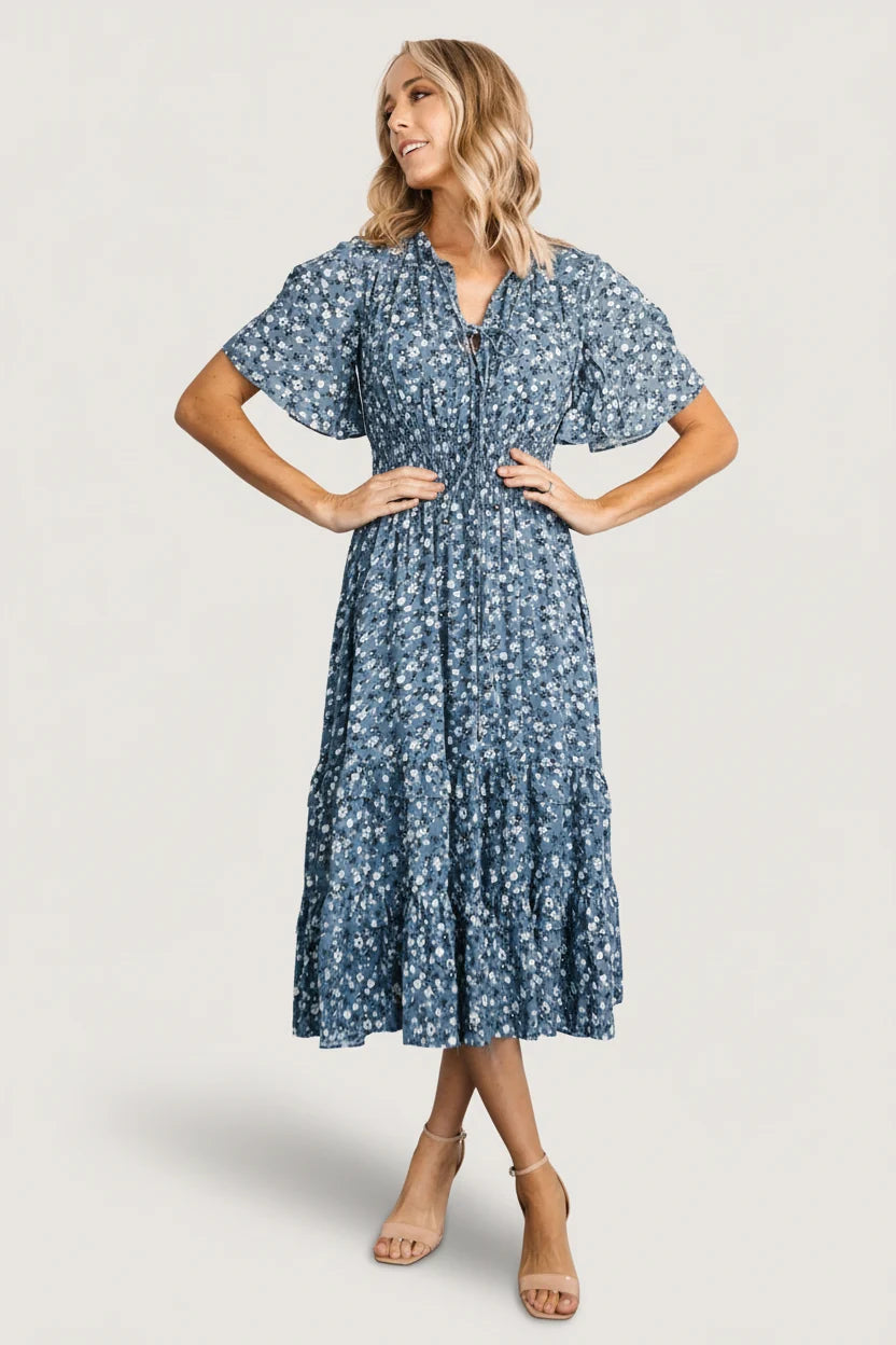 Spell Boho Midi Dress | Blue Floral