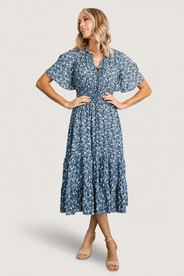 Spell Boho Midi Dress | Blue Floral