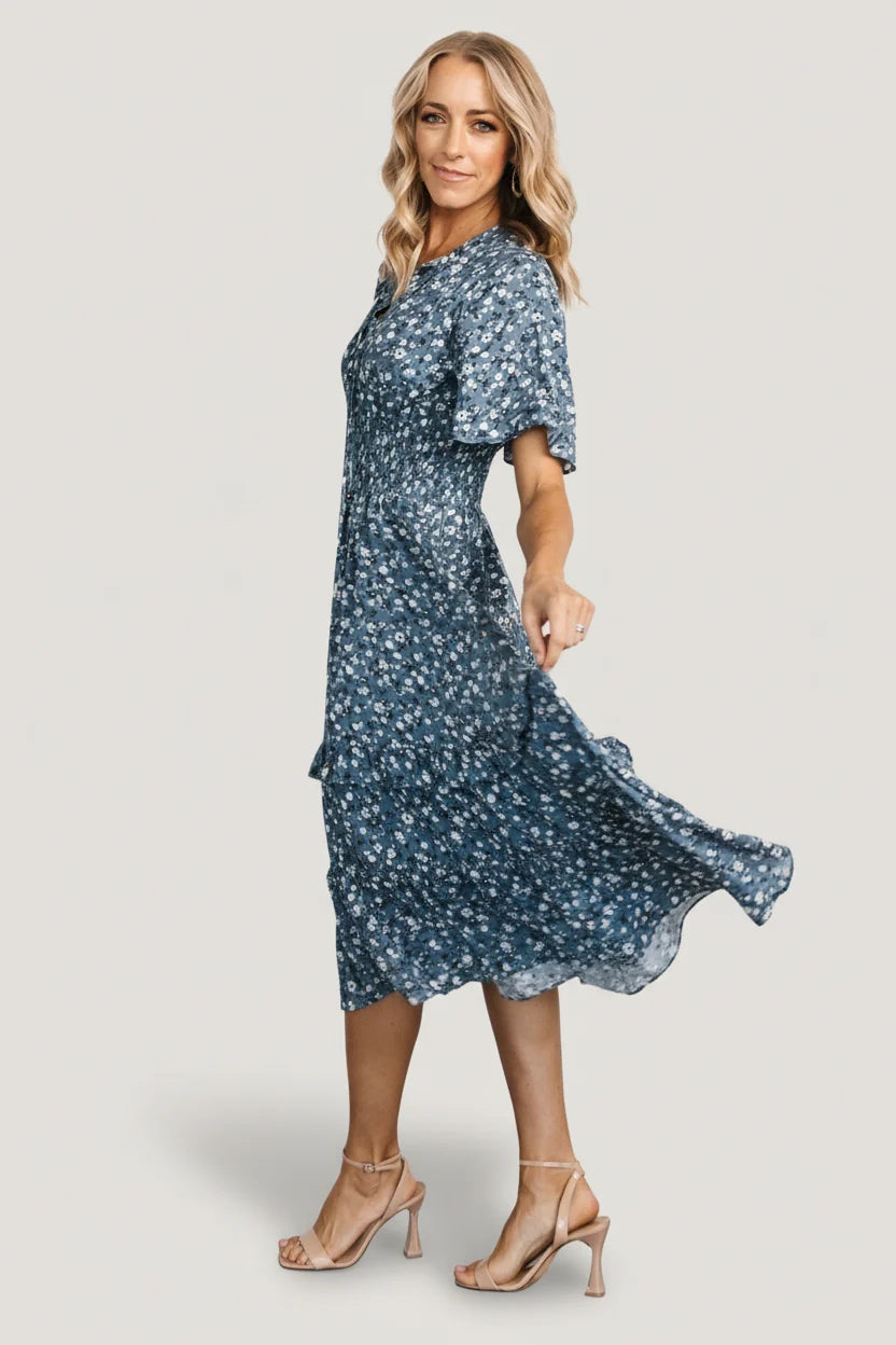 Spell Boho Midi Dress | Blue Floral