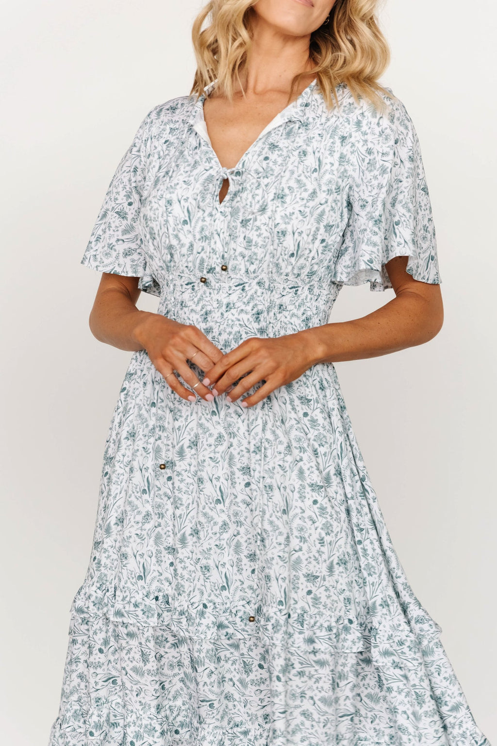 Spell Boho Midi Dress | White + Sage