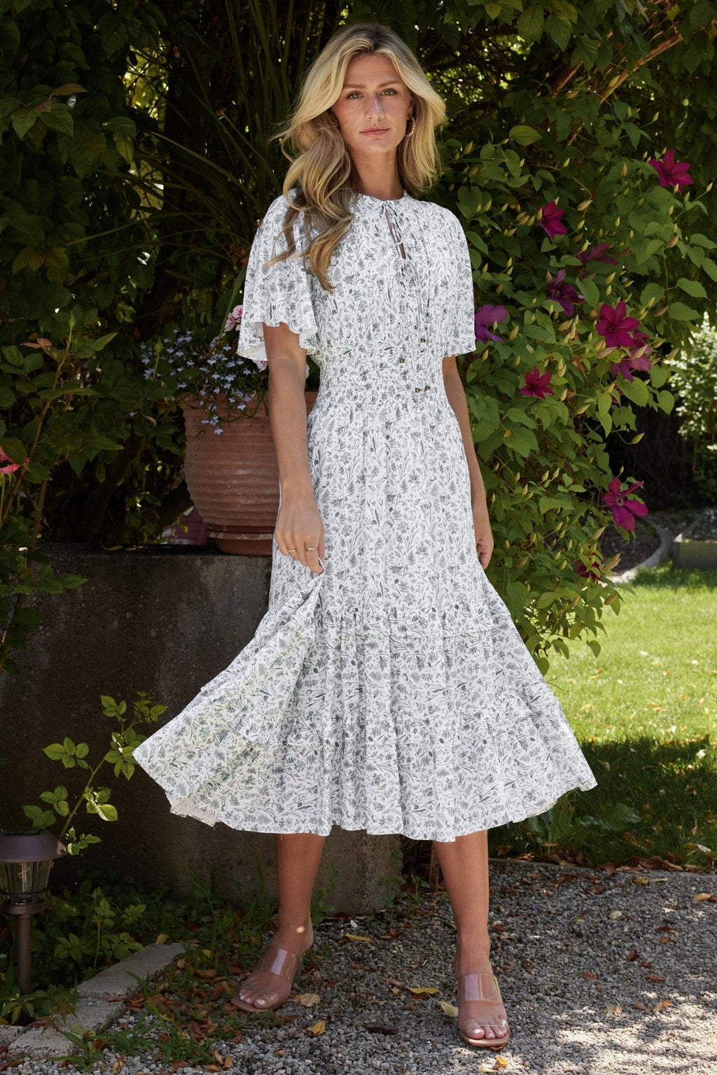 Spell Boho Midi Dress | White + Sage