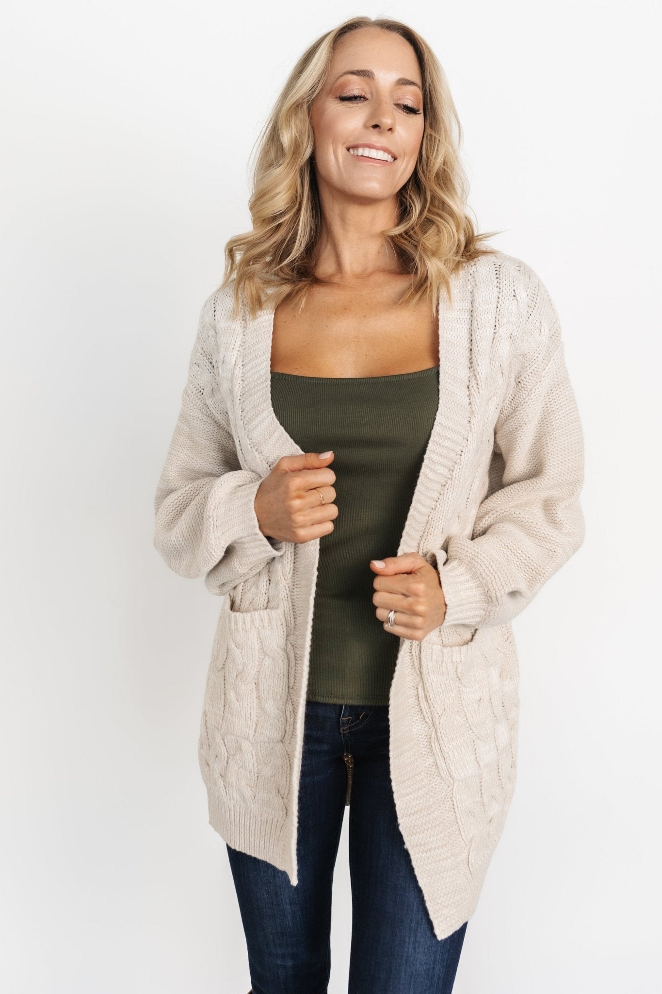 Spencer Chunky Knit Cardigan | Oatmeal Secondary image