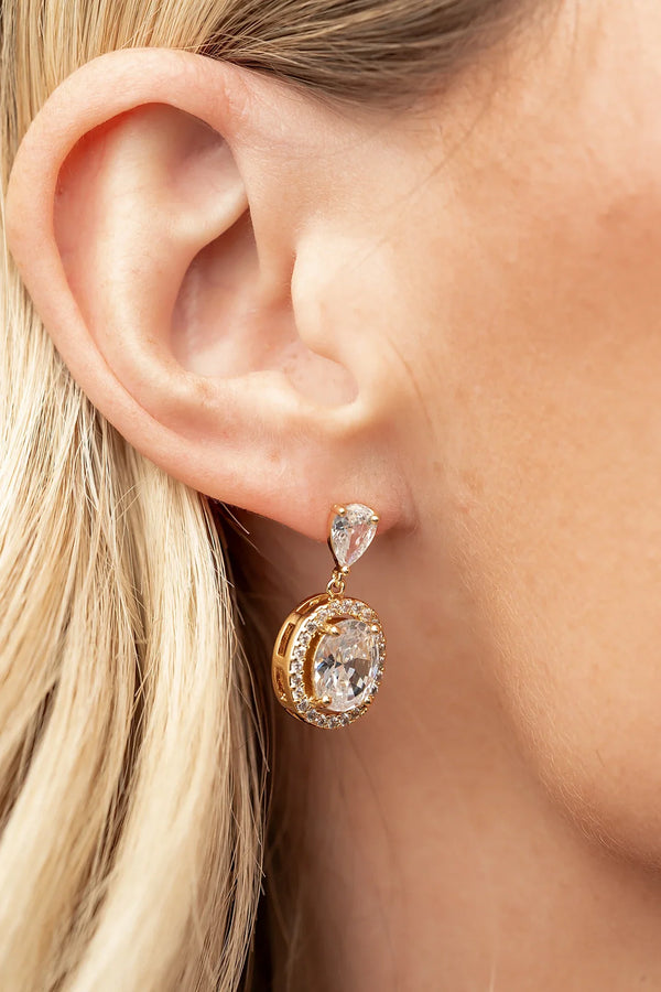 Stena Oval Dangle Drop Earrings | Gold