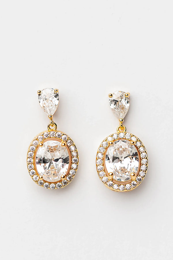 Stena Oval Dangle Drop Earrings | Gold