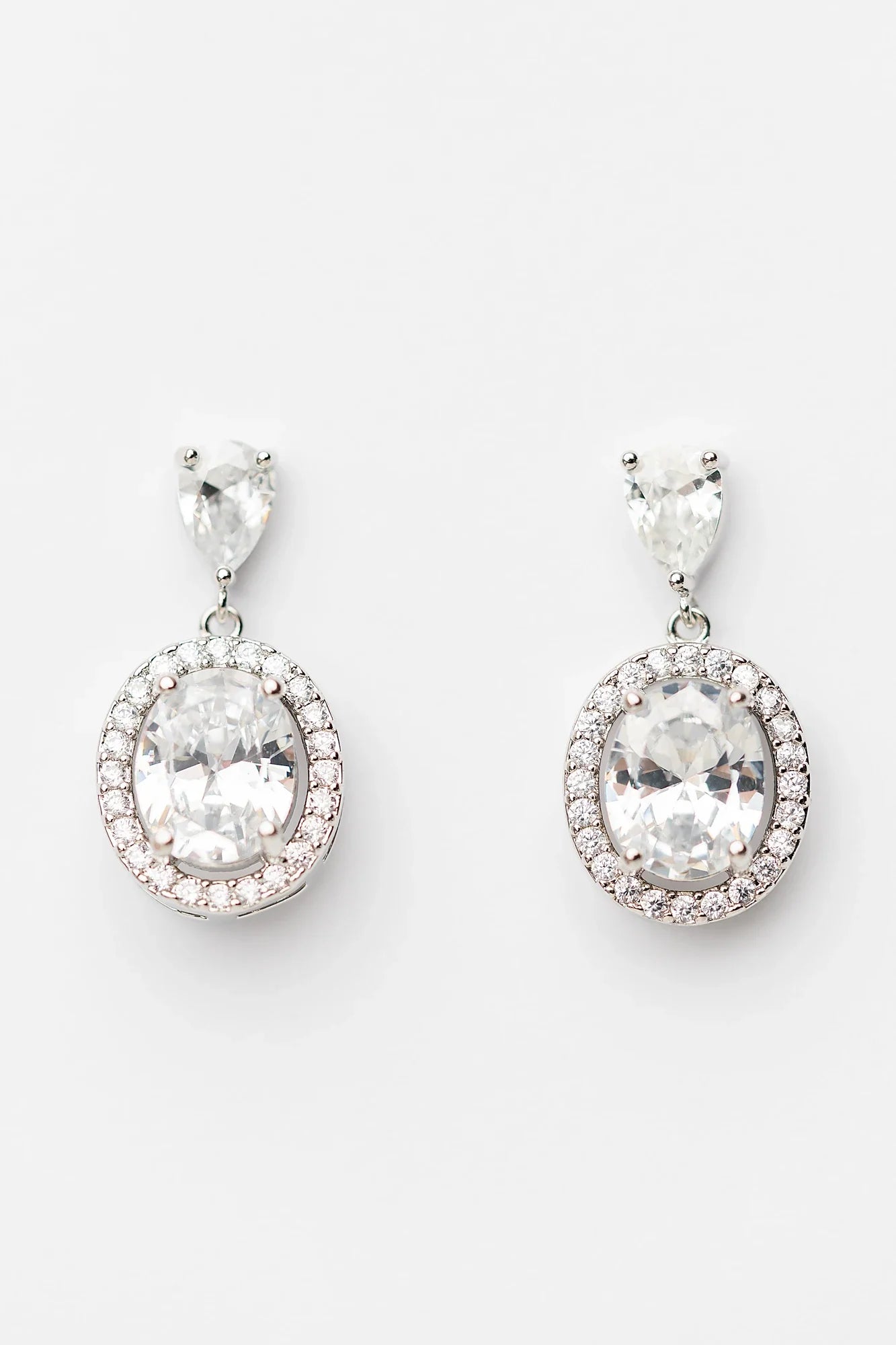 Stena Oval Dangle Drop Earrings | Silver Secondary image