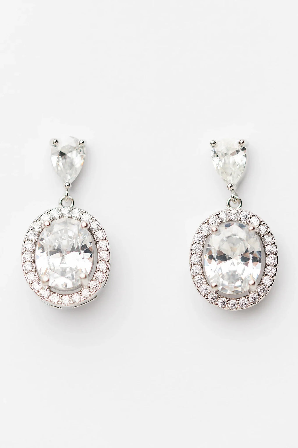 Stena Oval Dangle Drop Earrings | Silver
