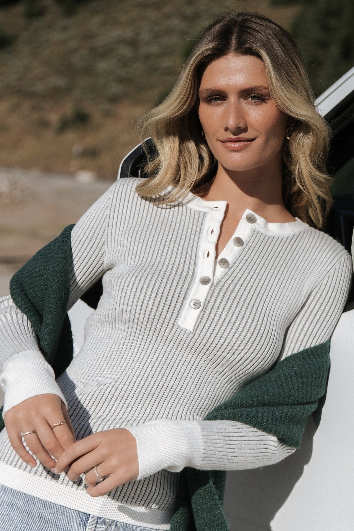 Stevie Ribbed Sweater | Gray Main image