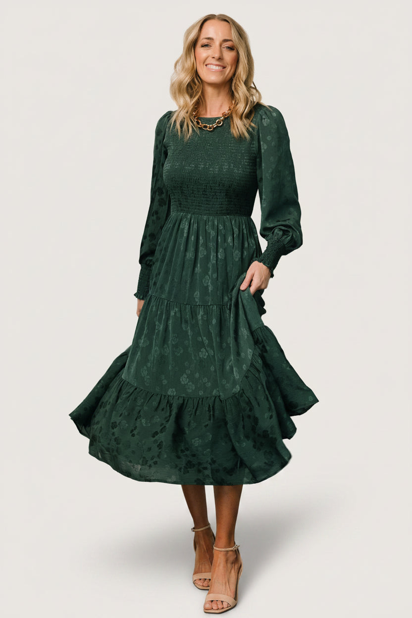 Stockholm Smocked Dress | Dark Green Secondary image
