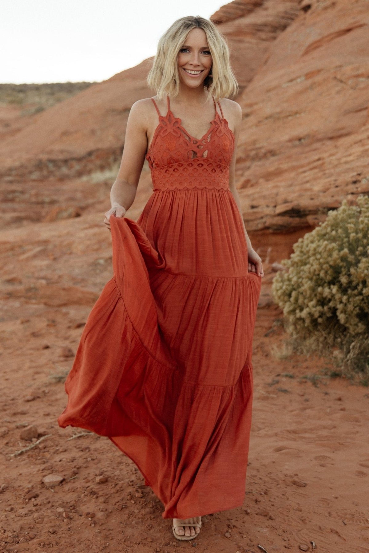 Summerlin Lace Top Maxi Dress | Rust Main image