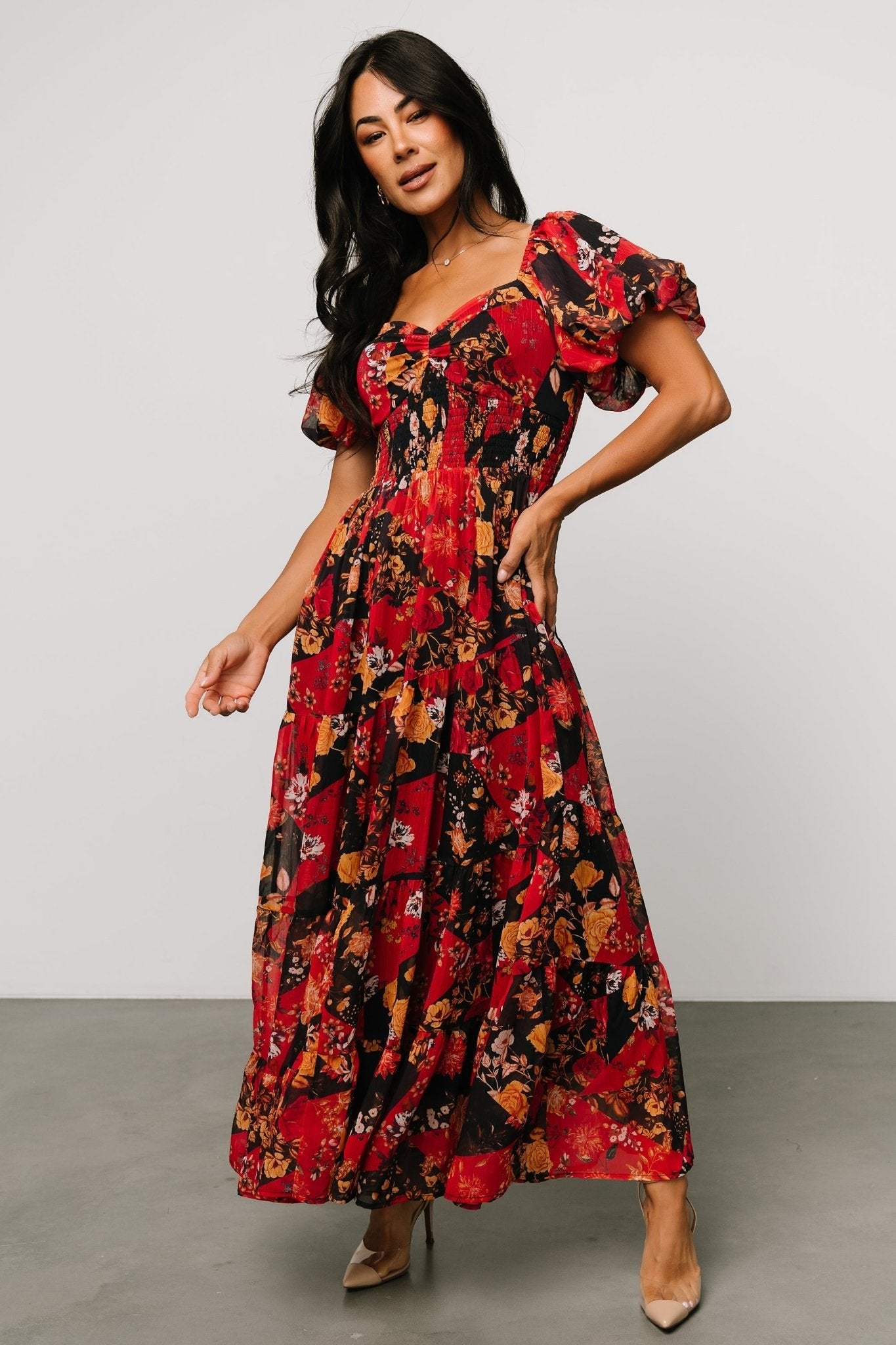 Suzy Maxi Dress | Black + Red Multi Secondary image