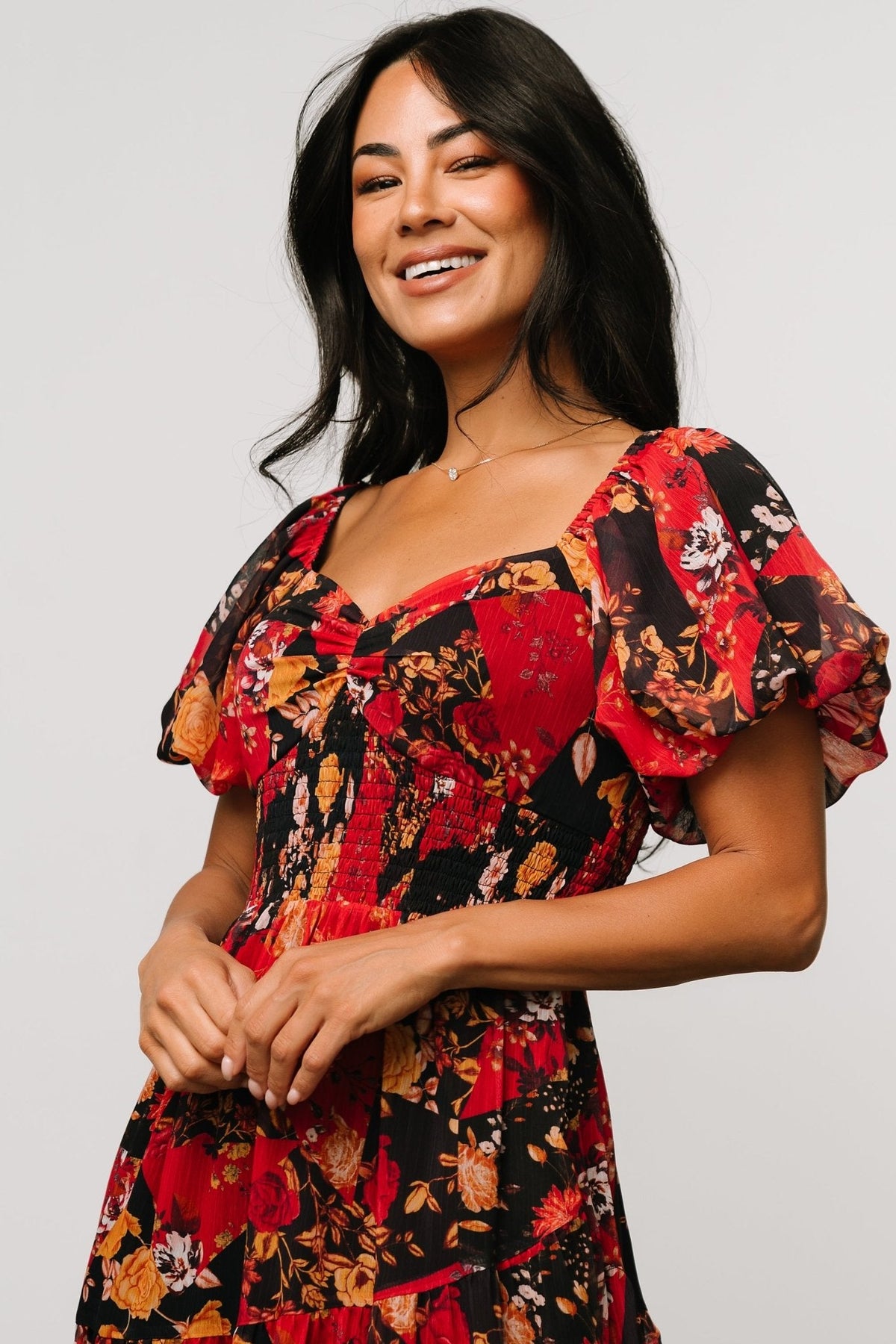 Suzy Maxi Dress | Black + Red Multi