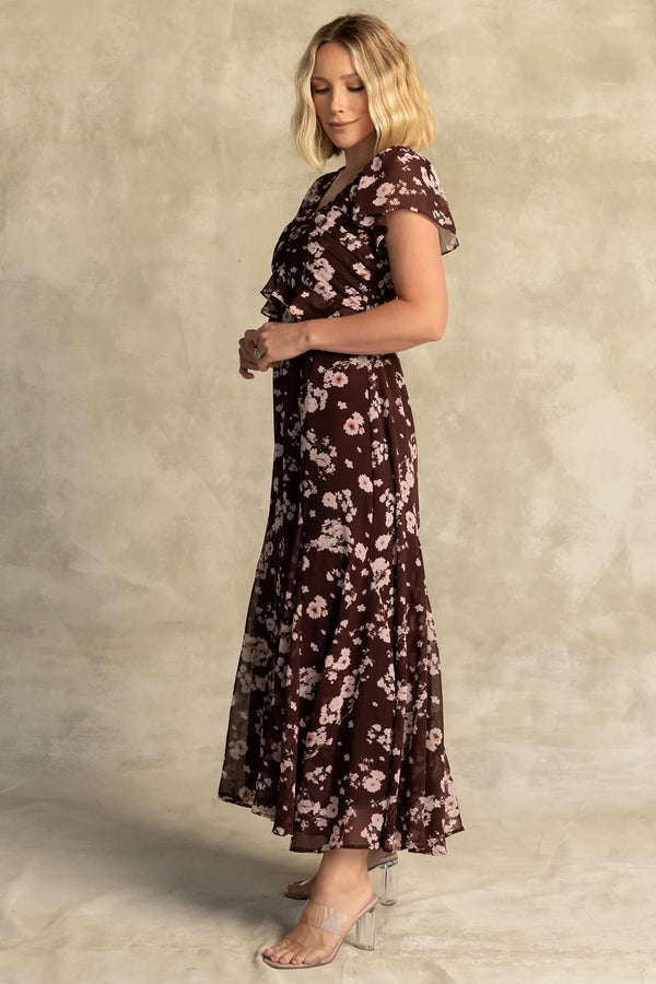 Teuila Midi Dress | Dark Clove + Blush Floral