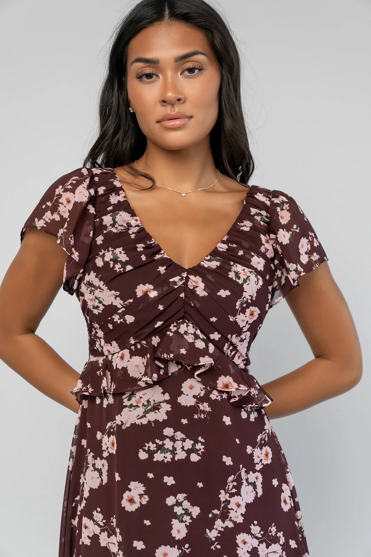 Teuila Midi Dress | Dark Clove + Blush Floral
