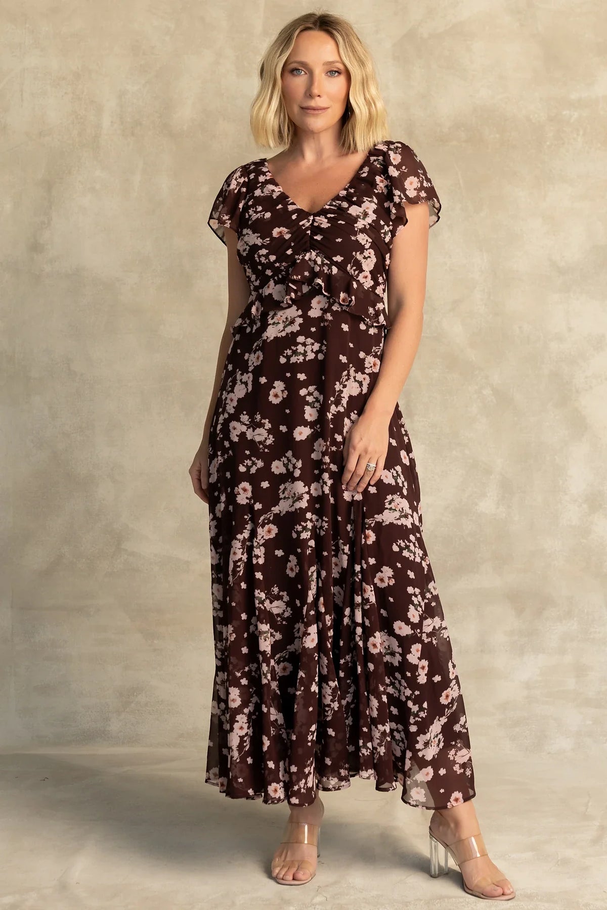 Teuila Midi Dress | Dark Clove + Blush Floral Main image