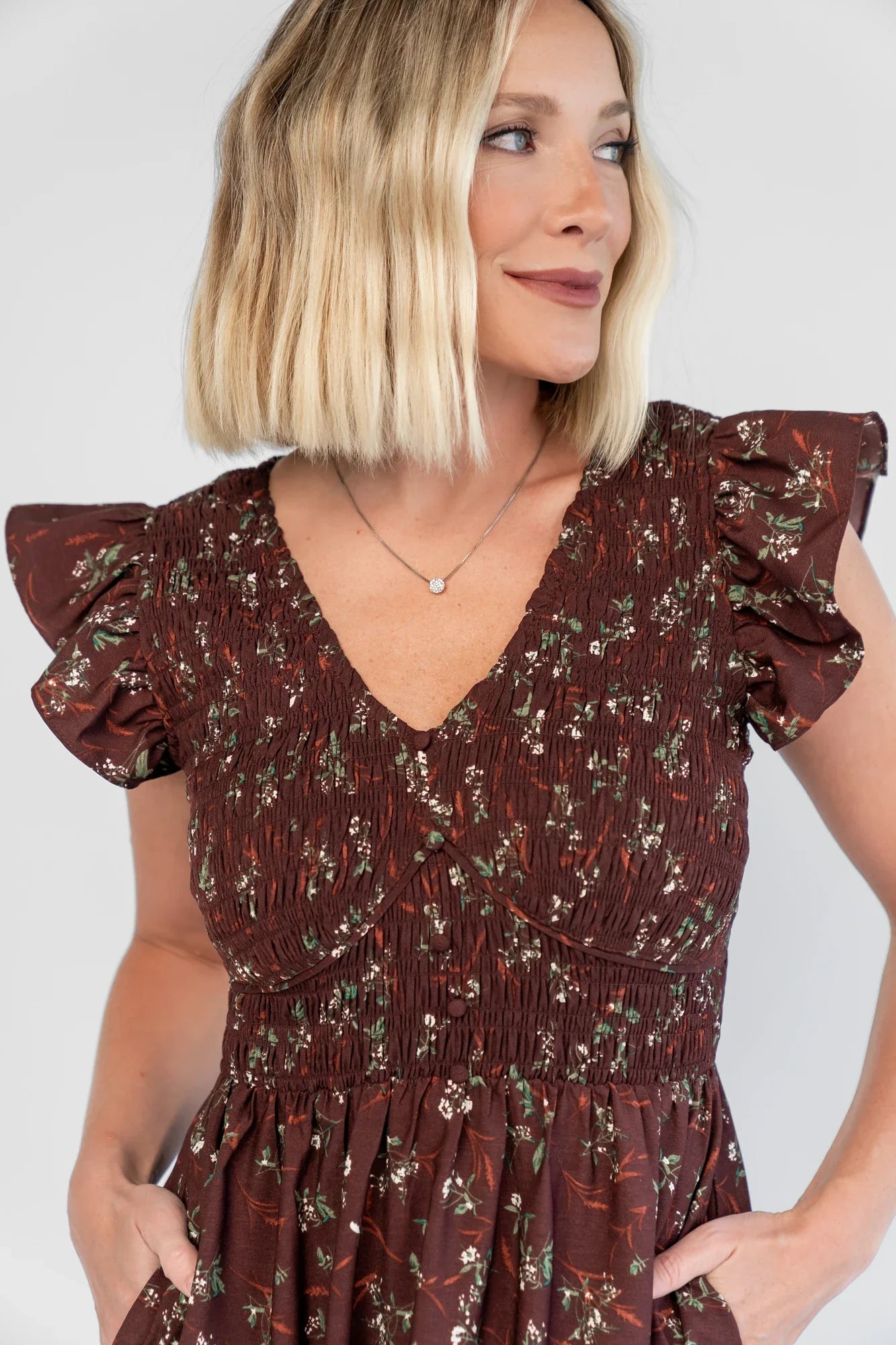Tilly Smocked Dress | Dark Clove Floral Secondary image