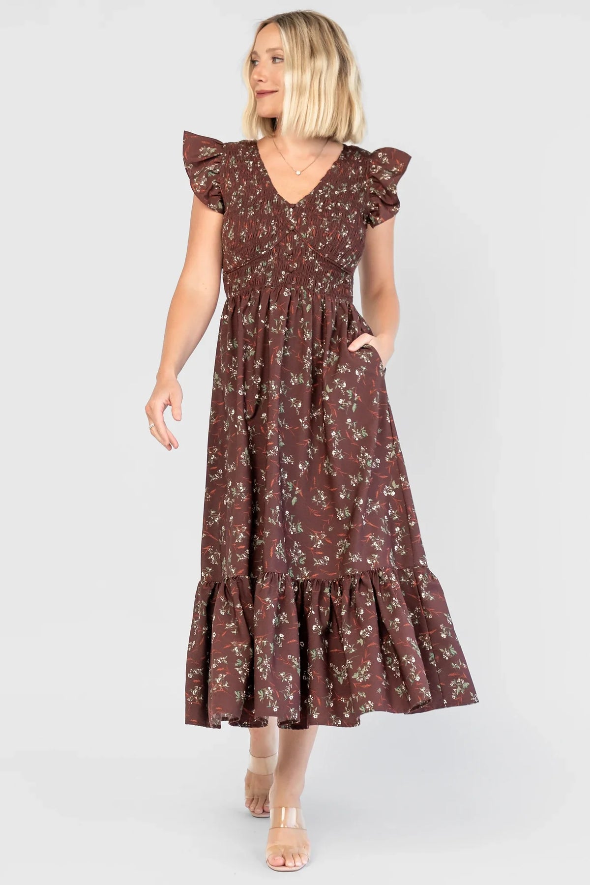Tilly Smocked Dress | Dark Clove Floral Main image