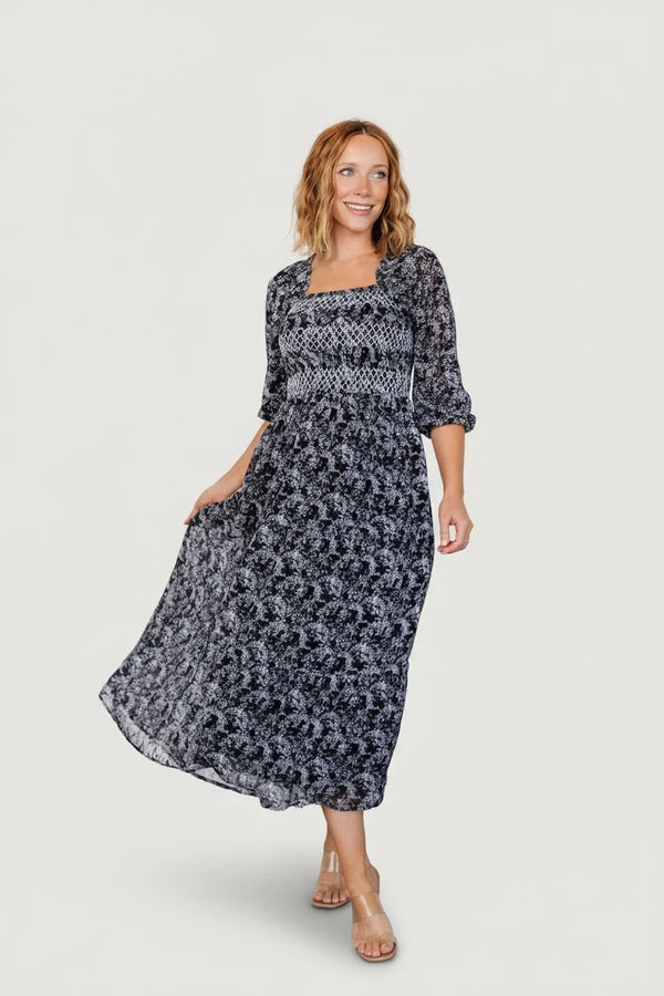 Tulsa Smocked Dress | Black + White
