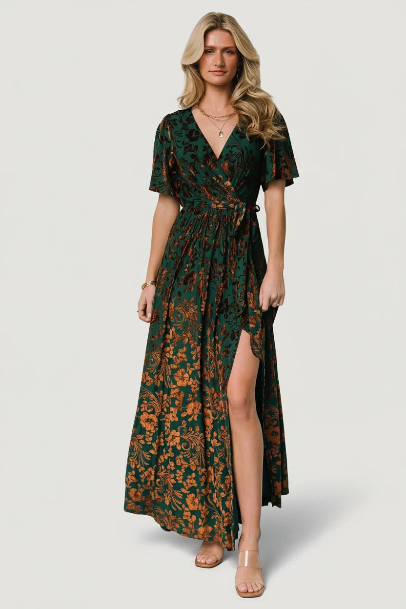 Uma Velvet Maxi Dress | Bronze + Jade Main image
