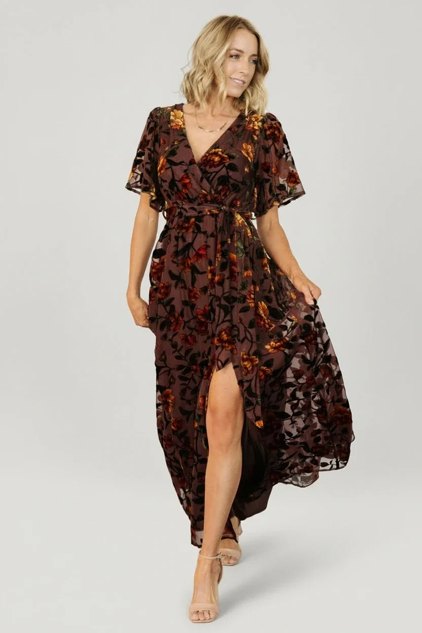 Uma Velvet Maxi Dress | Clove + Amber Floral