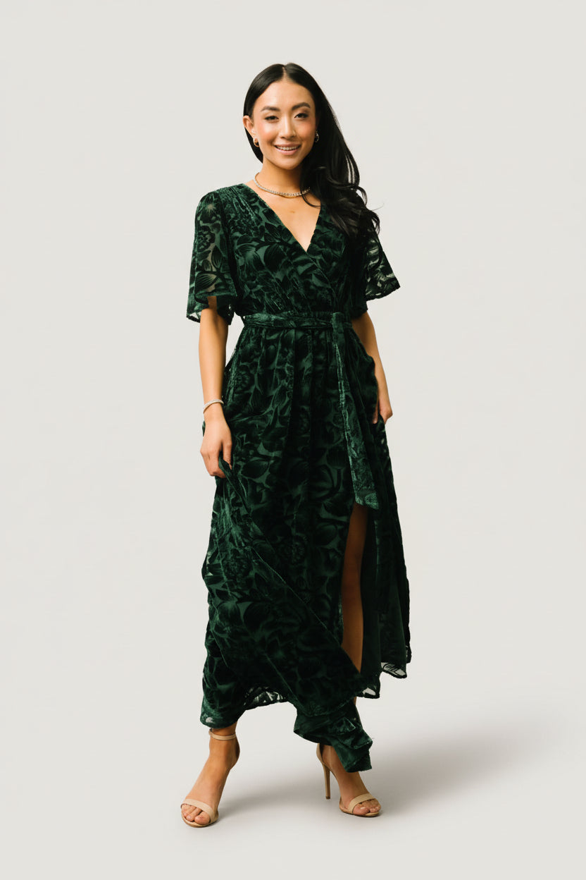 Uma Velvet Maxi Dress | Dark Green