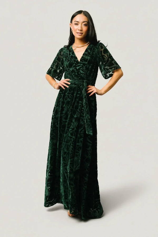 Uma Velvet Maxi Dress | Dark Green