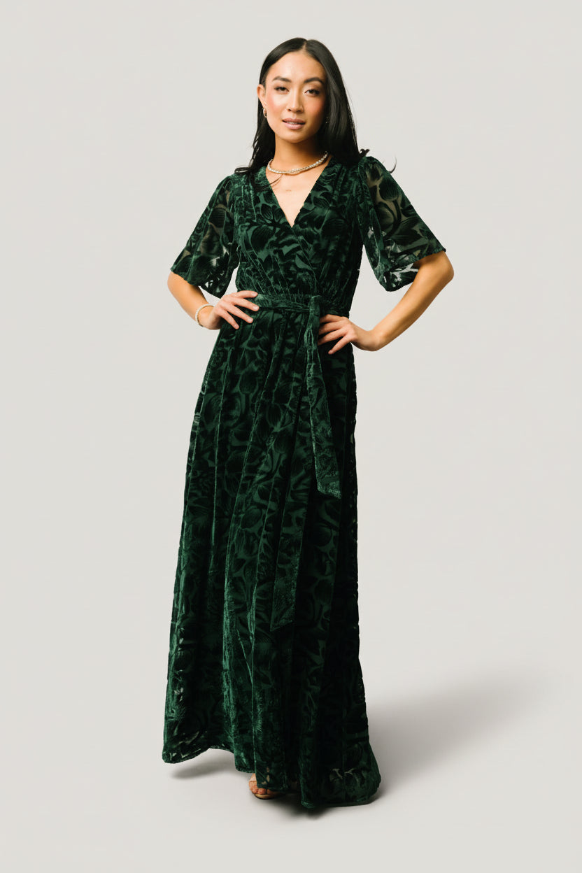 Uma Velvet Maxi Dress | Dark Green