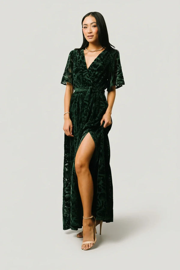 Uma Velvet Maxi Dress | Dark Green