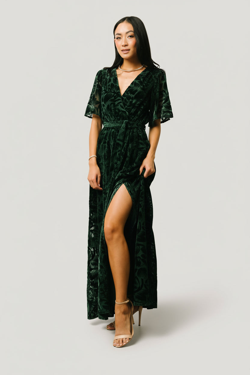 Uma Velvet Maxi Dress | Dark Green