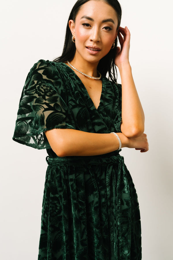 Uma Velvet Maxi Dress | Dark Green