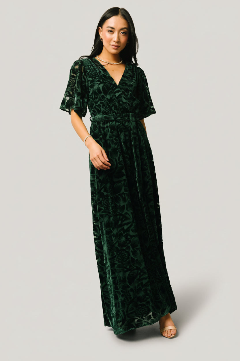 Uma Velvet Maxi Dress | Dark Green Main image