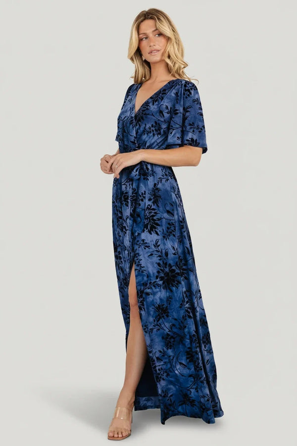Uma Velvet Maxi Dress | Navy