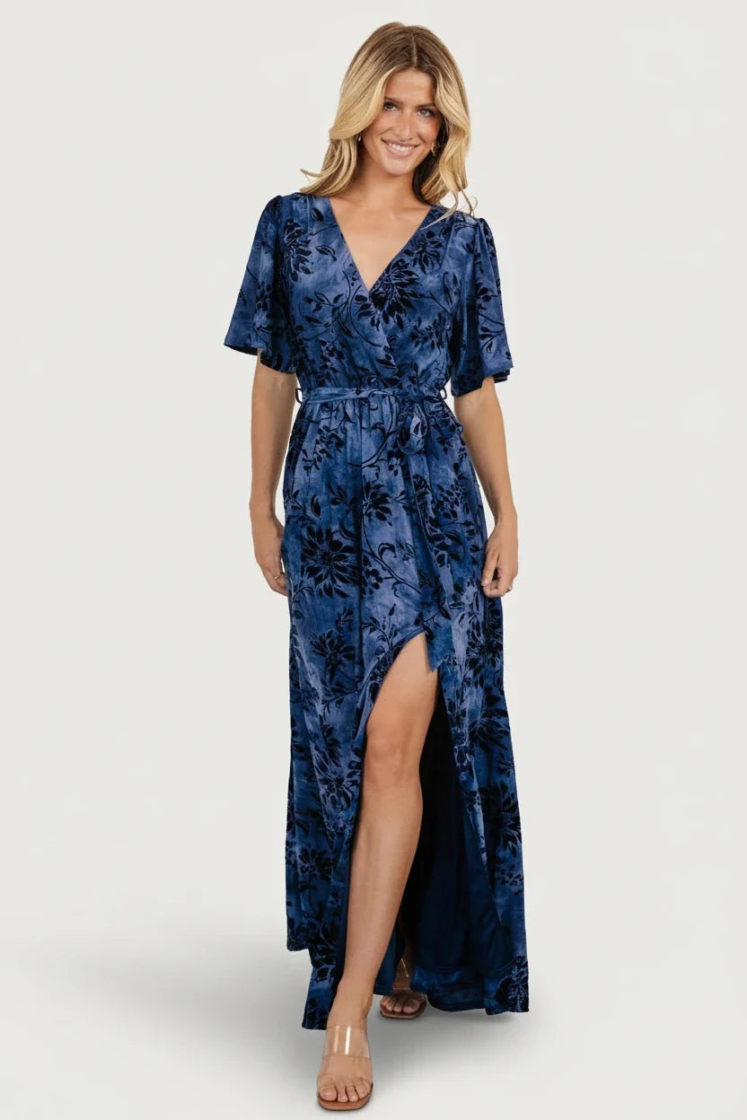 Uma Velvet Maxi Dress | Navy Main image