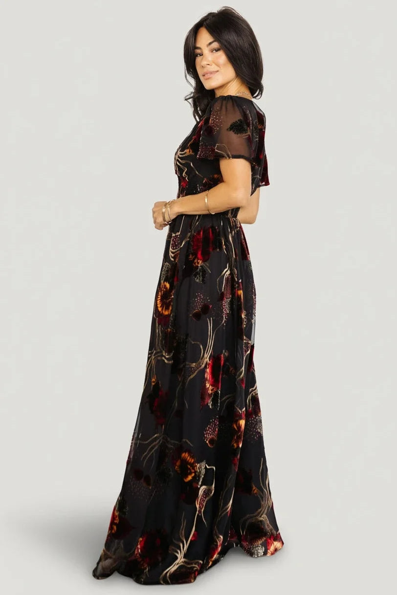 Valen Maxi Dress | Black Multi