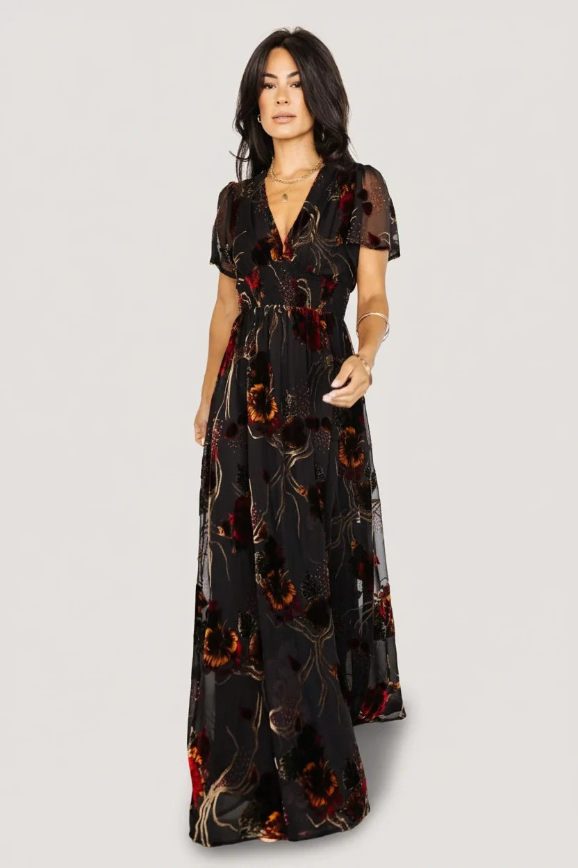Valen Maxi Dress | Black Multi Main image