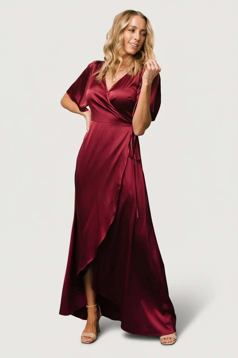 Vara Satin Maxi Wrap Dress | Mulberry