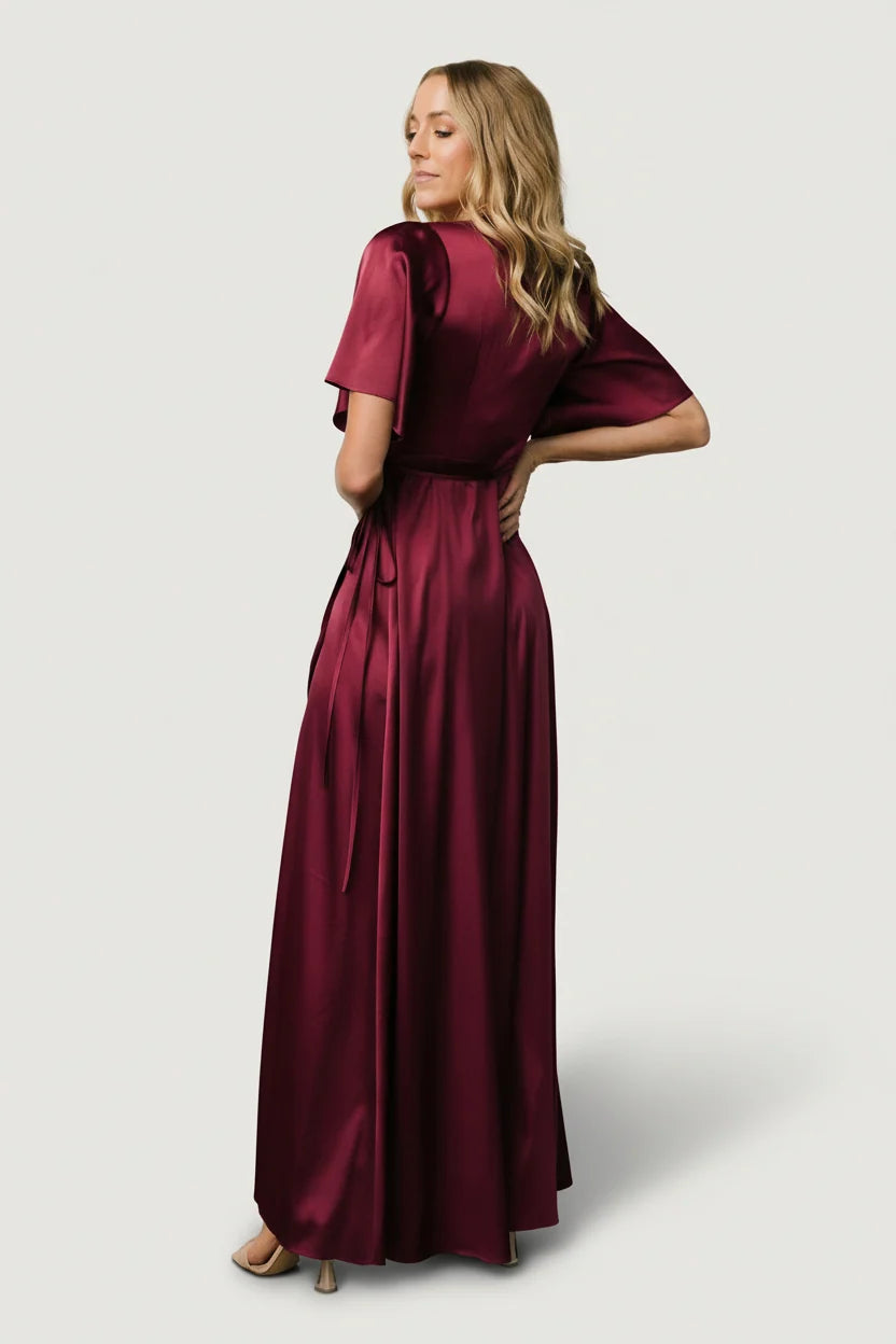 Vara Satin Maxi Wrap Dress | Mulberry