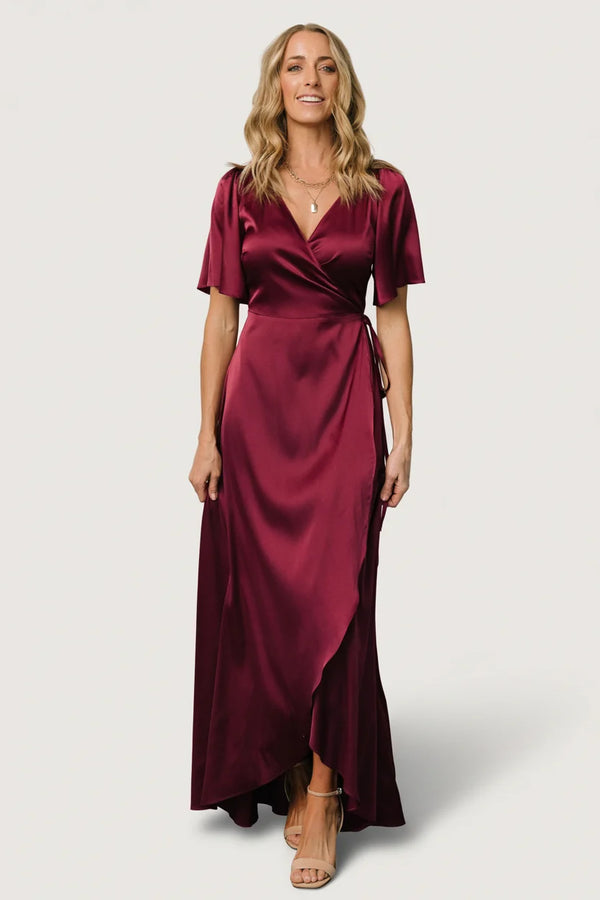 Vara Satin Maxi Wrap Dress | Mulberry