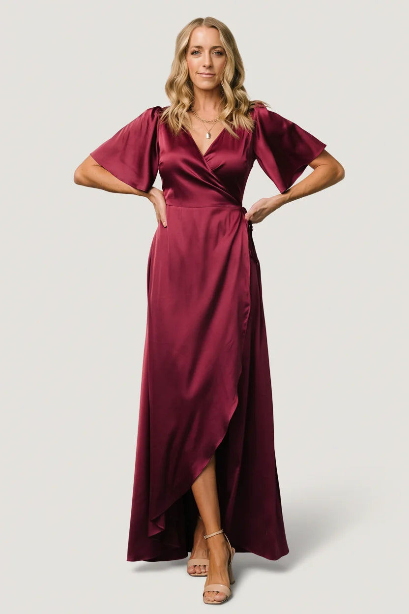 Vara Satin Maxi Wrap Dress | Mulberry