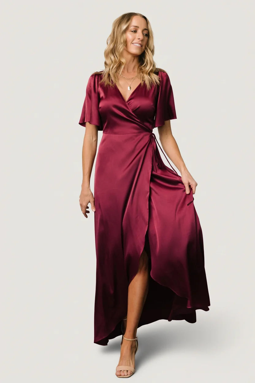 Vara Satin Maxi Wrap Dress | Mulberry Main image