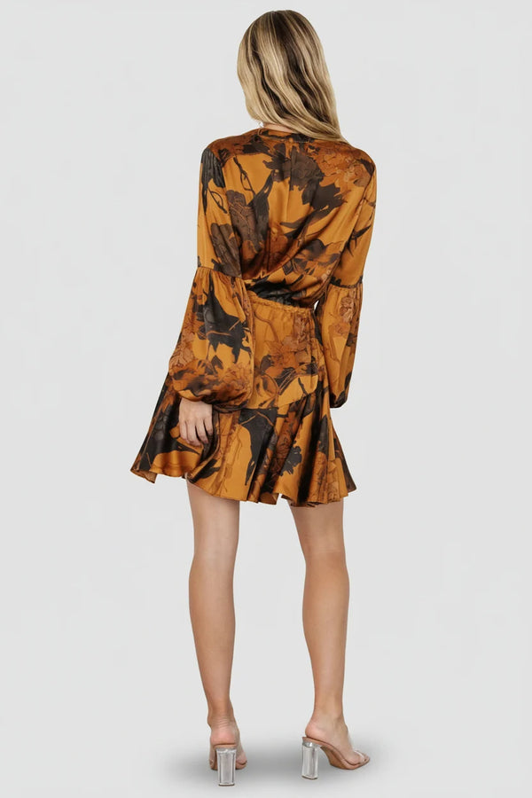 Venice Short Dress | Gold Floral