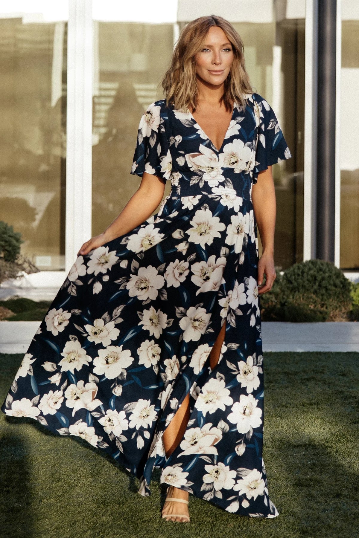 Verona Smocked Maxi Dress | Navy + White Floral