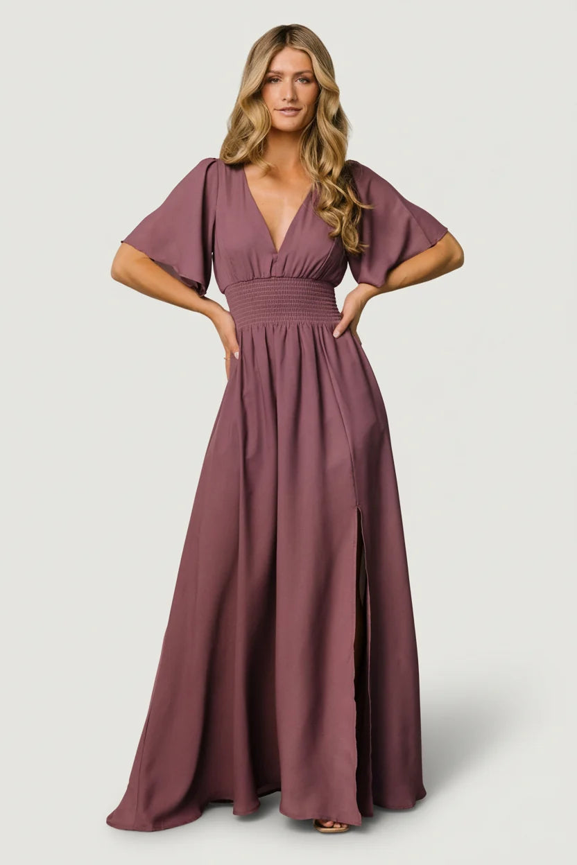 Verona Smocked Maxi Dress | Vintage Plum