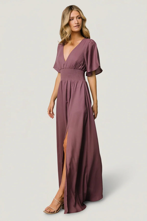 Verona Smocked Maxi Dress | Vintage Plum