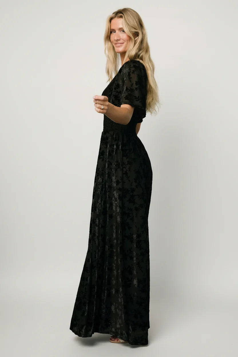 Veronica Velvet Maxi Dress | Black Secondary image