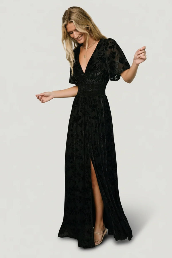 Veronica Velvet Maxi Dress | Black