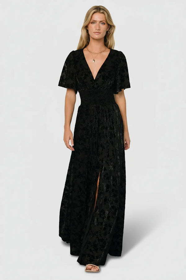 Veronica Velvet Maxi Dress | Black