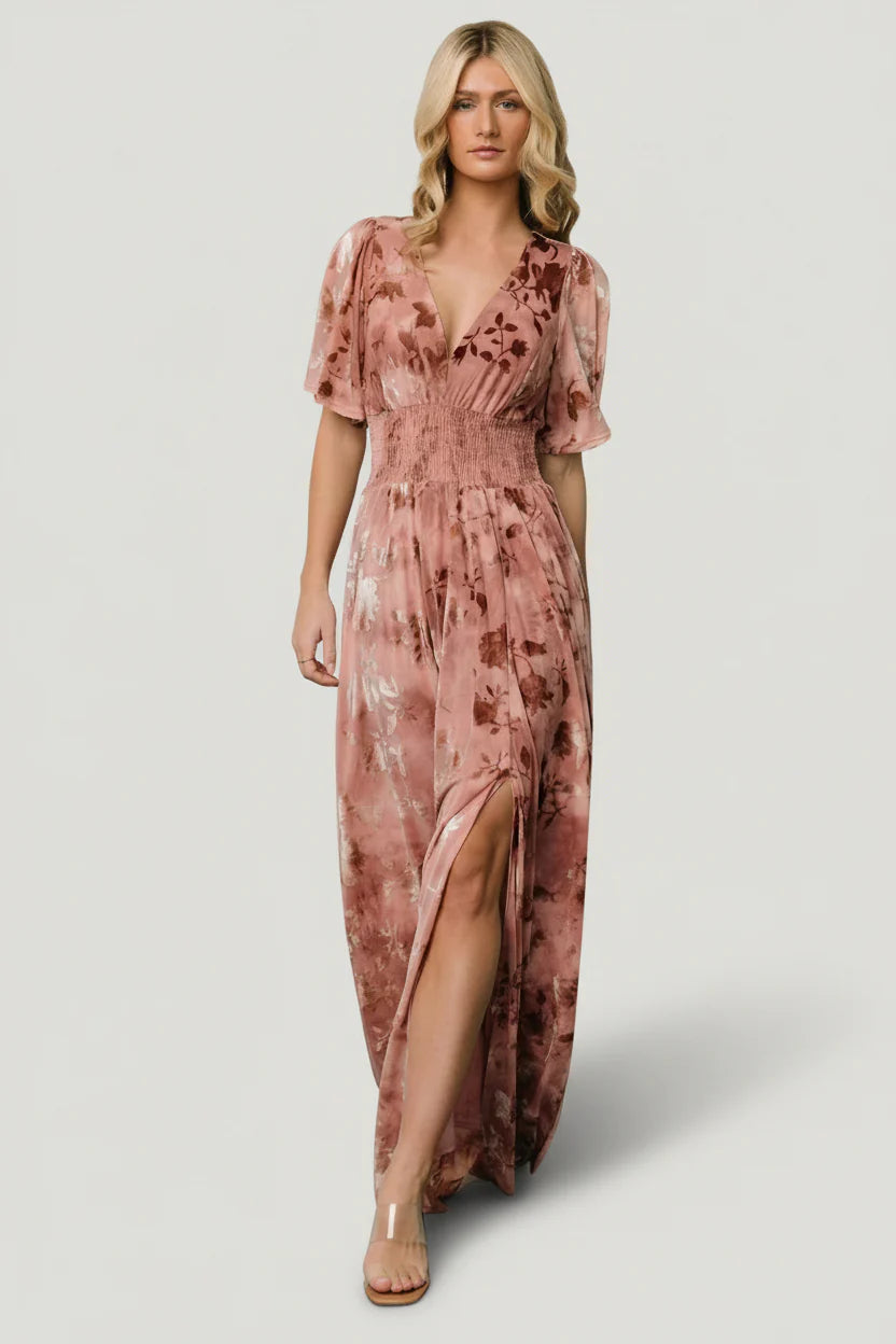 Veronica Velvet Maxi Dress | Blush Main image