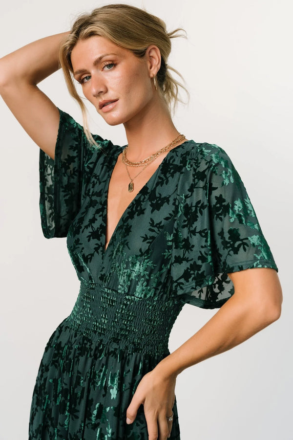 Veronica Velvet Maxi Dress | Green